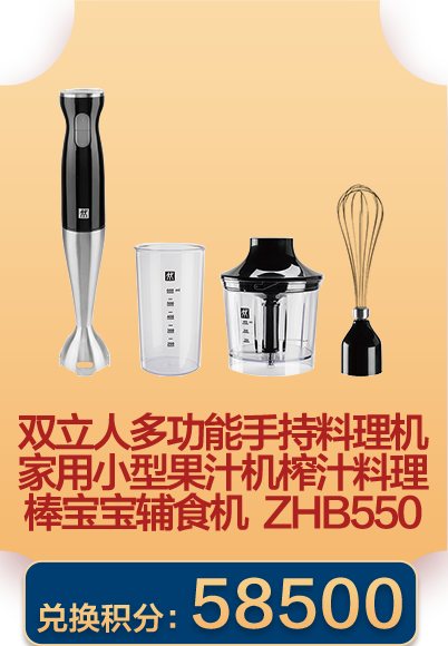 双立人多功能手持料理机家用小型果汁机榨汁料理棒宝宝辅食机ZHB-550